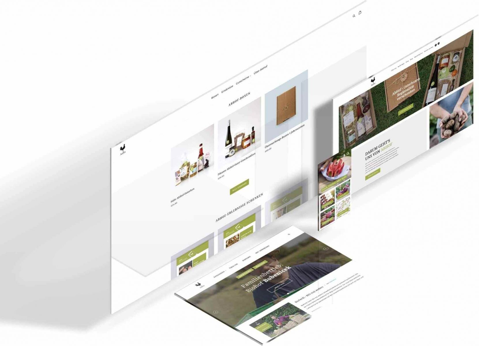 Die Ansicht der Abhof Website auf den verschiedenen Geräten wie Desktop, Tablet und Mobile