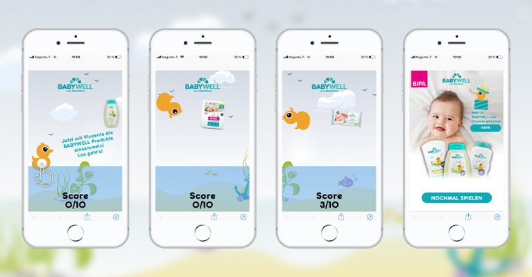 Der spielerische Zugang ermöglicht nicht nur eine hohe Interaktionsrate, sondern auch das spielerische Kennenlernen der Zielgruppe mit der Vielfalt der Produktpalette von BABYWELL.